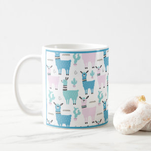 Mug Llama Alapaca animal bleu rose animaux