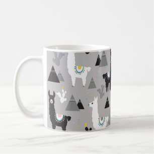 Mug Llama cactus montagnes, motif sans soudure.