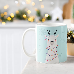 Mug Llama Nom Lumières de Noël Festives Modernes