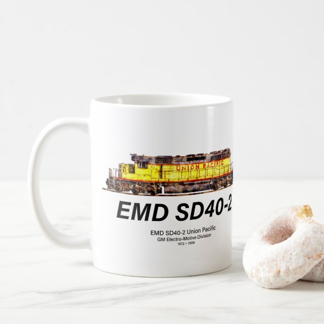 Mug Locomotive diesel EMD SD40-2. Union Pacifique (Avec donut)