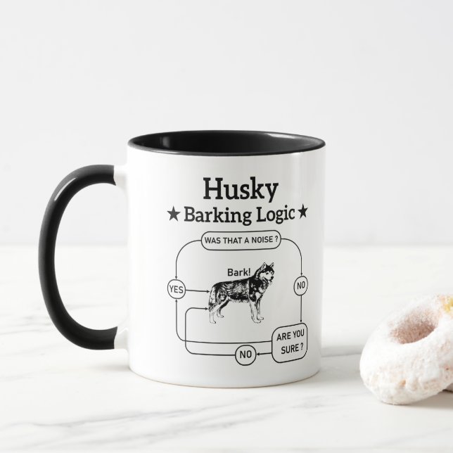 Mug Logique d'aboiement de Husky Drôle Chien sibérien  (Avec donut)