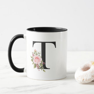 Mug Logo à monogramme élégant en forme de lettre T flo