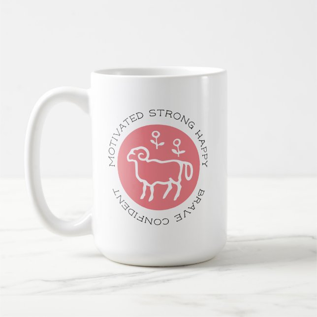 Mug Logo Aries Ram Zodiac Star Sign Astrologie (Gauche)