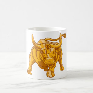 Mug Logo Bitcoin Taureau en Or