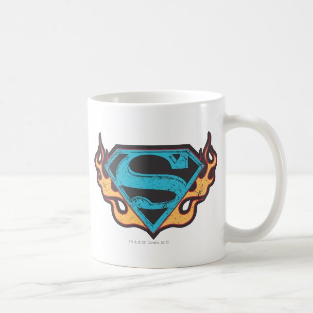 Mug Logo bleu super fille avec flammes (Droite)