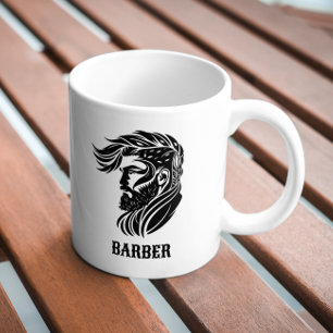 Mug Logo de barbier ornemental noir