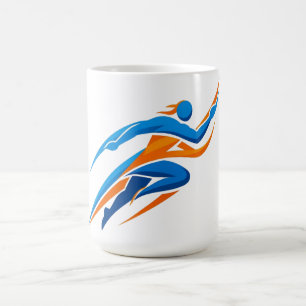 Mug Logo de coureur dynamique bleu orange Vitesse Cade