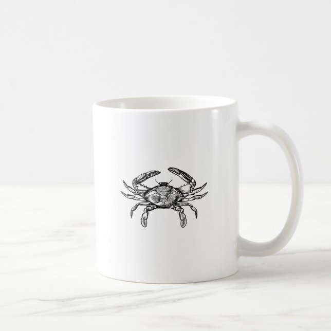 Mug Logo de crabe bleu (noir et blanc) (Droite)
