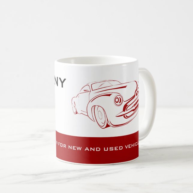 Mug Logo de voiture rouge, concessionnaire automobile  (Devant droit)