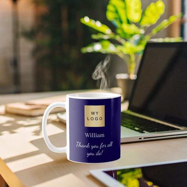 Mug Logo d'entreprise bleu employés merci (Créateur téléchargé)
