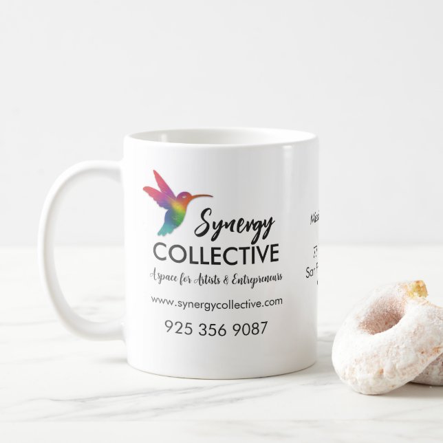 Mug Logo d'entreprise de colibri blanc (Avec donut)