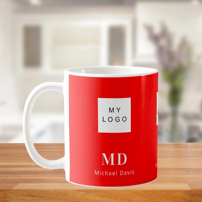 Mug Logo d'entreprise de nom monographique blanc rouge (Créateur téléchargé)