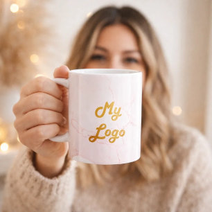 Mug Logo d'entreprise en marbre rose 