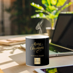 Mug Logo d'entreprise en or noir Noël