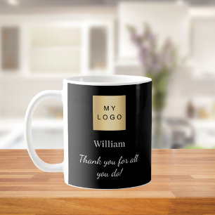 Mug Logo d'entreprise noire employé merci
