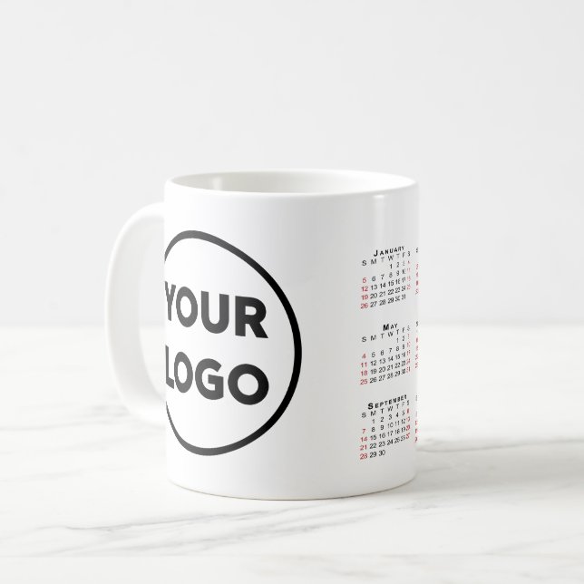 Mug Logo d'entreprise personnalisé Calendrier 2025 (Devant gauche)
