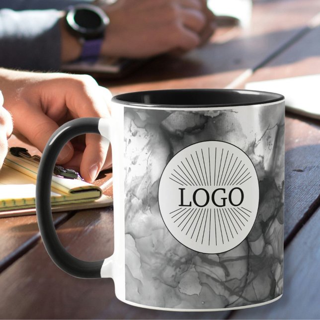 Mug Logo d'entreprise personnalisé noir et blanc (Créateur téléchargé)