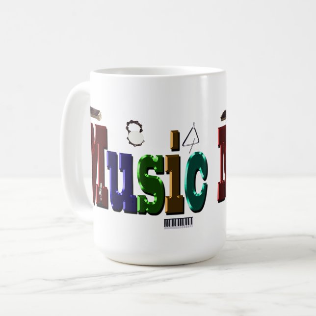Mug Logo D'Image De Musique Avec Instruments, (Devant gauche)