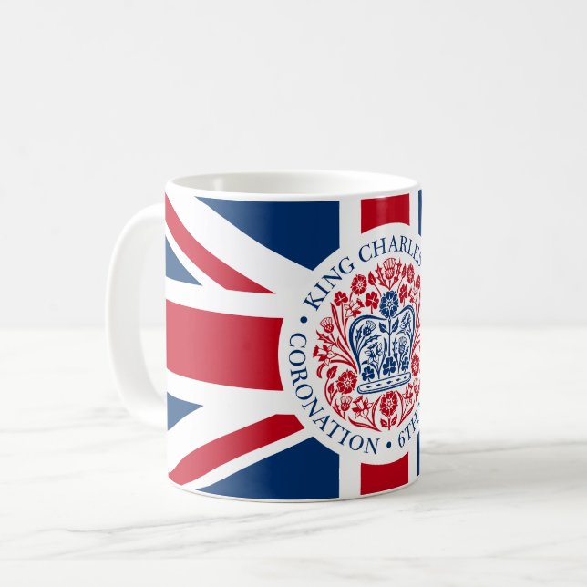 Mug Logo du couronnement royal du roi Charles III Patr (Devant gauche)