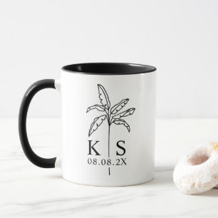 Mug Logo du Mariage Monogramme personnalisé Palm Tree 
