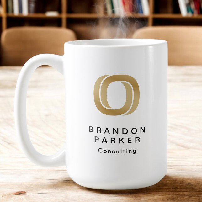 Mug Logo et nom professionnel simple Gold Business (Créateur téléchargé)