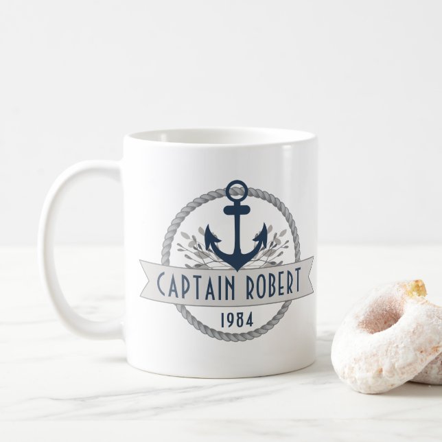 Mug Logo personnalisé Ancre et corde nautique (Avec donut)