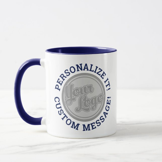 Mug Logo Personnalisé Recadré Cercle Marine Bleu Texte (Gauche)