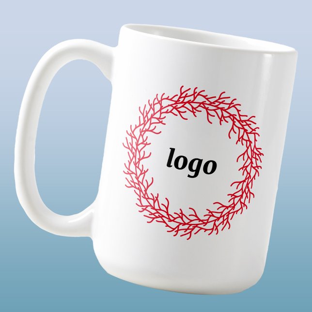 Mug Logo Red Wreath Vacances d'affaires (Logo wreath business promotional holiday coffee mug)