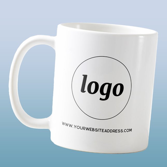 Mug Logo simple et promotion de l'entreprise textuelle (Simple logo with custom text business branding promotional coffee mug)