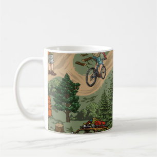 Mug Loisirs en plein air motif vintage sans faille ave