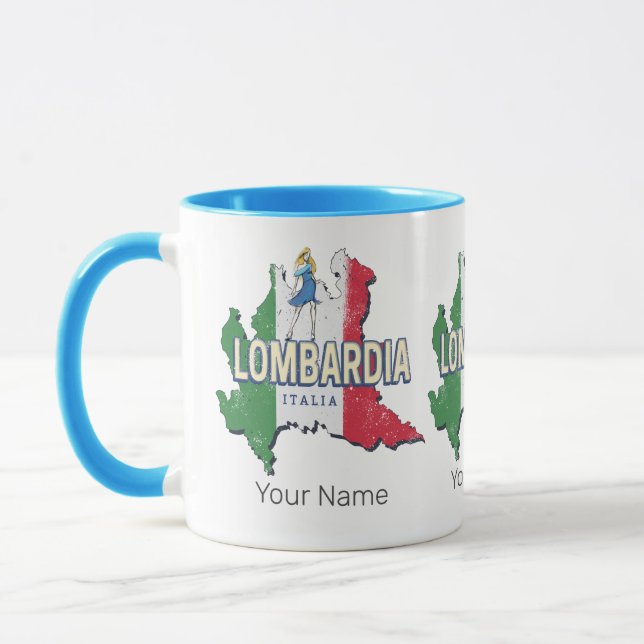 Mug Lombardie Italie Région Rétro Carte Souvenir Vinta (Gauche)