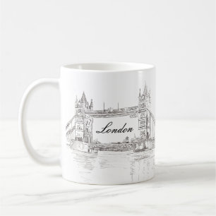 Mug London Tower Bridge Black Ink Dessin classique