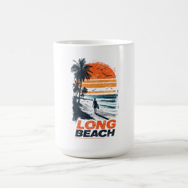 Mug Long Beach California Retro Sunset Palm Tree Beach (Centre)