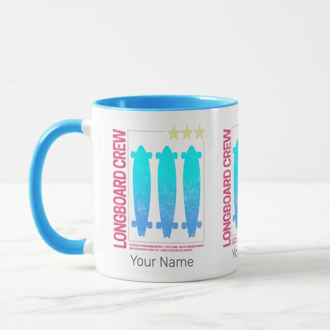 Mug Longboard Retro Skateboard Conception de skate Vin (Gauche)