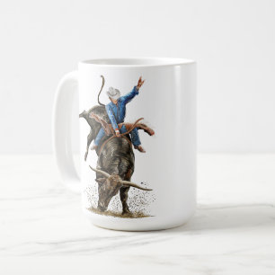 Mug Longhorn Bull Rider Rodeo Power Sport Western Art