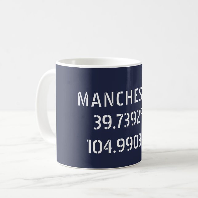 Mug Longitude de la latitude de Manchester (Devant gauche)