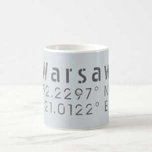 Mug Longitude de la latitude de Varsovie