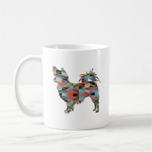Mug Longue Haired Chihuahua Geo Silhouette Plaid Café