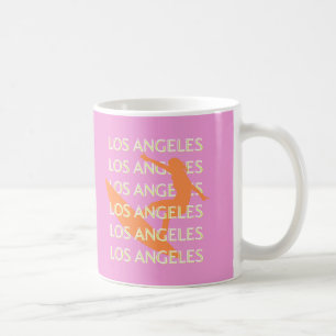 Mug Los Angeles Travel Art, Californie, Voyage, rose