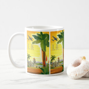 Mug Los Angeles vintage, Californie Mission avec palmi
