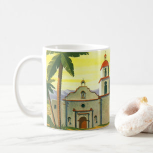 Mug Los Angeles vintage, Californie Mission avec palmi