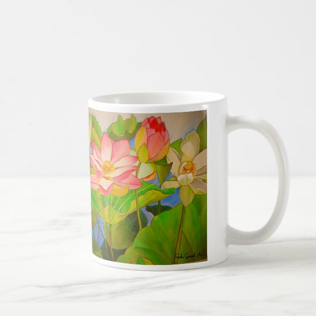 Mug Lotus rose nénuphar aquarelle peinture (Droite)