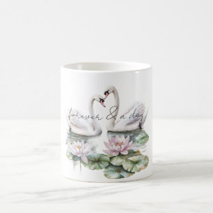 Mug Lotus rose romantique Cygnes floraux