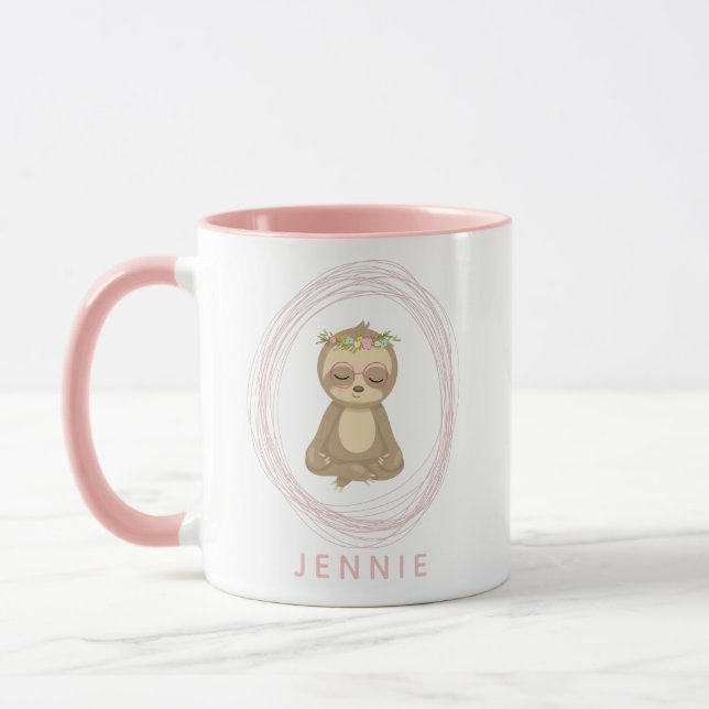 Mug Lotus Yoga Rose Cute Design Personnalisé (Gauche)