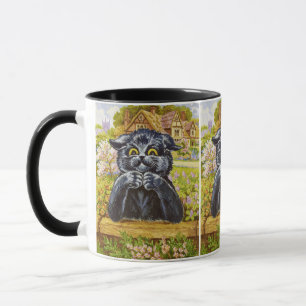 Mug Louis Wain Chat en Fleurs avec une maison à l'arri