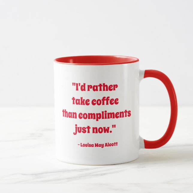 Mug Louisa May Alcott Coffee Quote (logo Carré) (Droite)