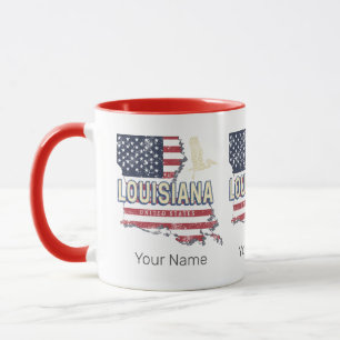 Mug Louisiane États-Unis Carte Retro Vintage USA
