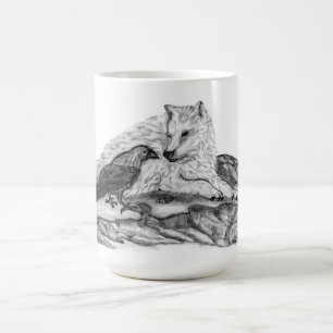 Mug Loup et corbeau - Design noir et blanc