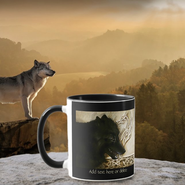 Mug Loup noir dragon celtique entrelacs fantasy (Créateur téléchargé)