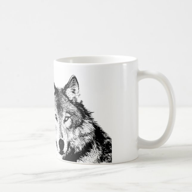 Mug Loup noir et blanc (Droite)